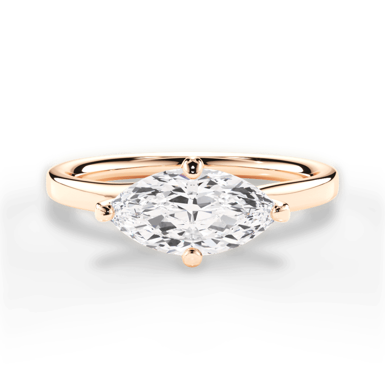 The Evelyn Marquise Cut 18kt Rose Gold Solitaire Kite Set Swirl Engagement Ring