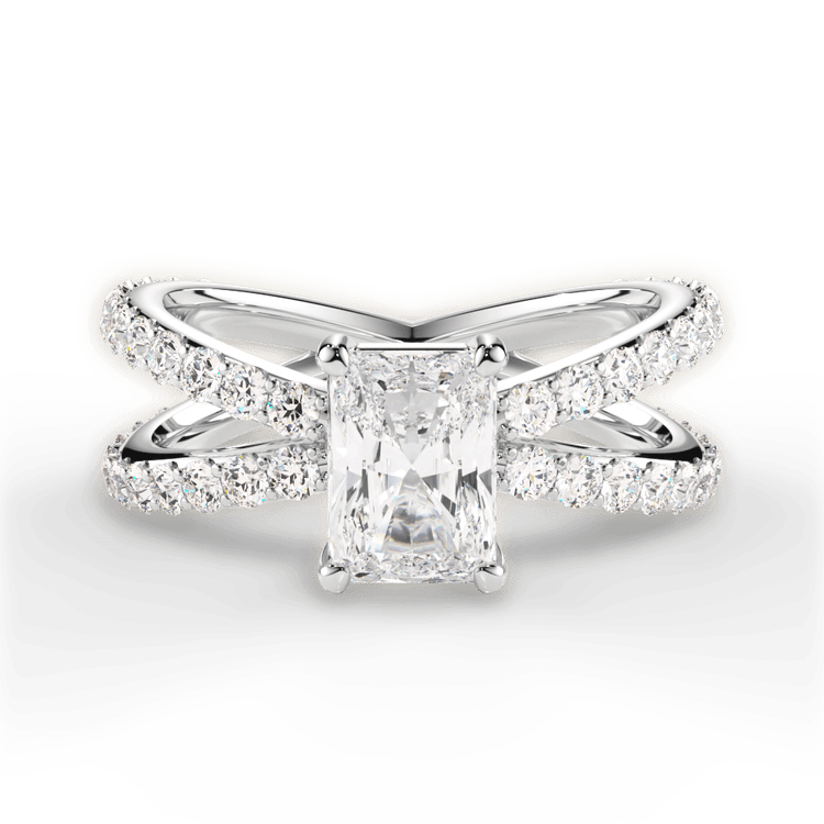 The Nora Radiant Cut Platinum Open Band Diamond Engagement Ring