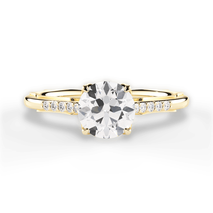 The Stephie Round Cut 18kt Yellow Gold Modern French-Set Band Diamond Engagement Ring