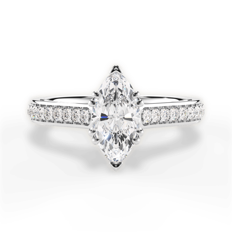 The Gloria Marquise Cut Platinum Pavé Double-Prong Engagement Ring