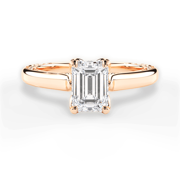 The Kenzie Emerald Cut 18kt Rose Gold Solitaire Diamond Braided Engagement Ring