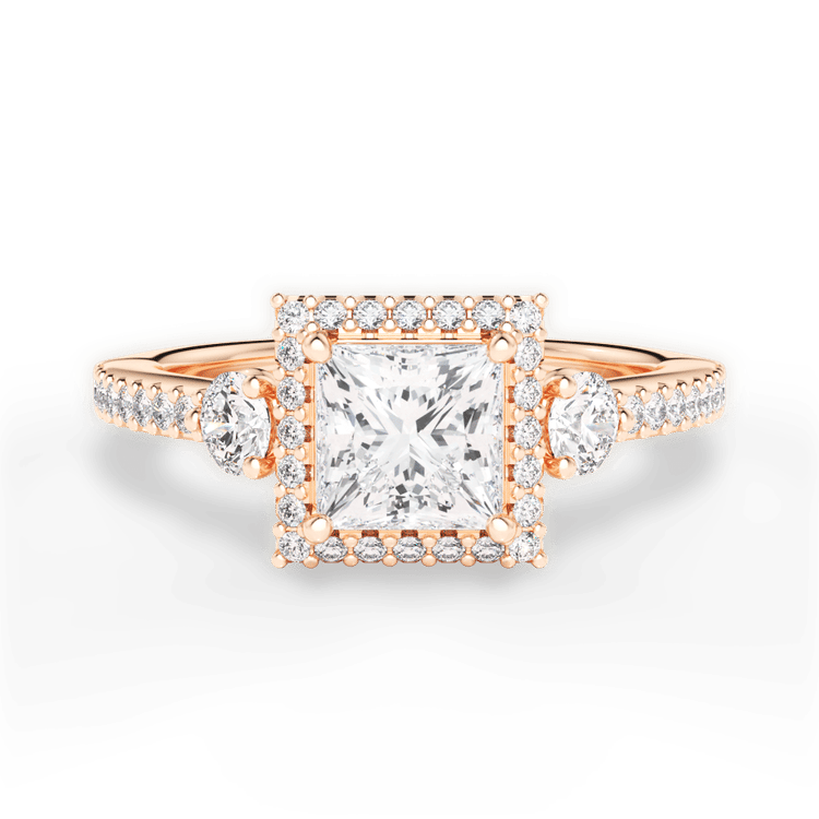 The Lina Pear Shaped 18kt Rose Gold Tapered Channel-Set Diamond Band Engagement Ring