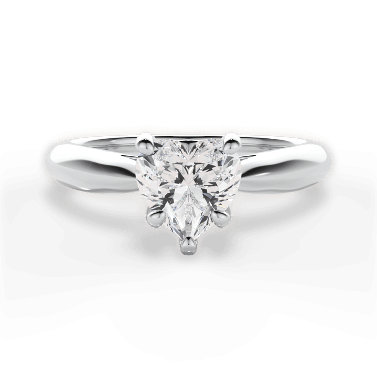 The Elowen Heart Shaped 14kt White Gold Solitaire Tapered Engagement Ring