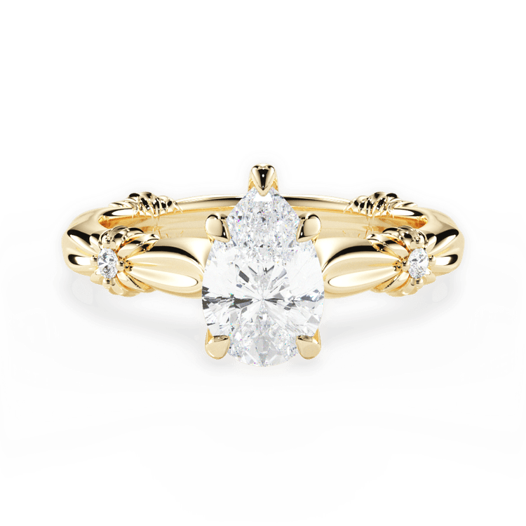 The Edith Princess Cut 18kt Yellow Gold Ribbon Engagement Ring