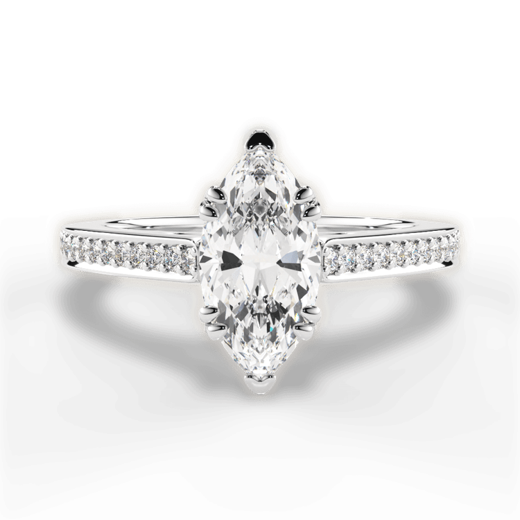 The Zahra Marquise Cut Platinum Pavé Vaulted Diamond Engagement Ring