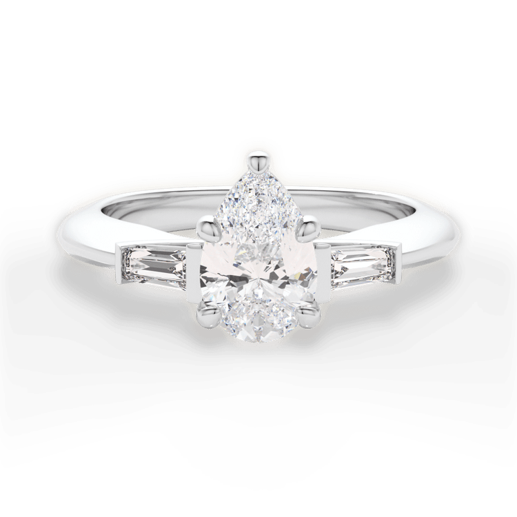 The Emma Princess Cut Platinum Tapered Baguette Diamond Engagement Ring