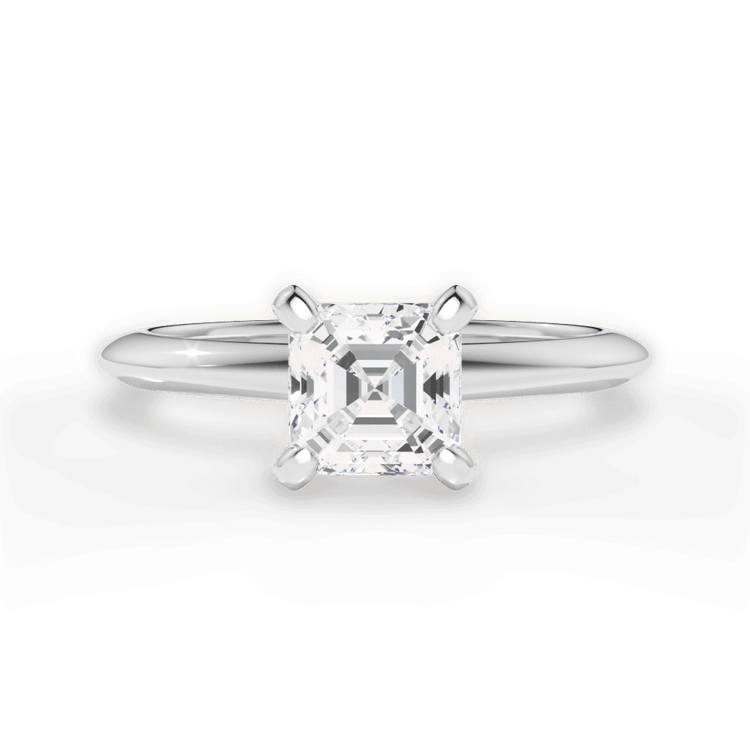 The Milena Asscher Cut Platinum Solitaire Knife-Edge Engagement Ring