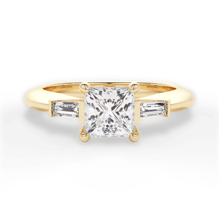 The Emma Pear Shaped 18kt Yellow Gold Tapered Baguette Diamond Engagement Ring