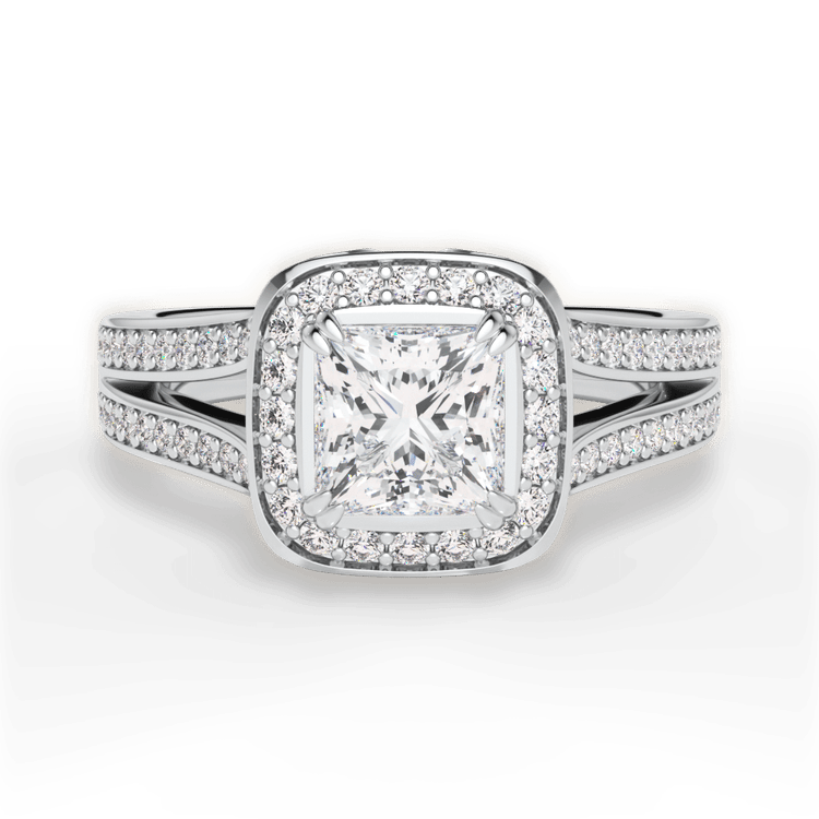 The Giulia Pear Shaped Platinum Masterwork Cushion Halo Diamond 'V' Band Engagement Ring