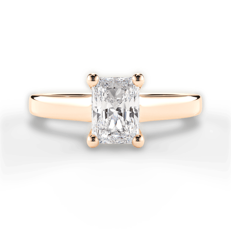 The Lily Radiant Cut 18kt Rose Gold Solitaire Tulip Cathedral Engagement Ring