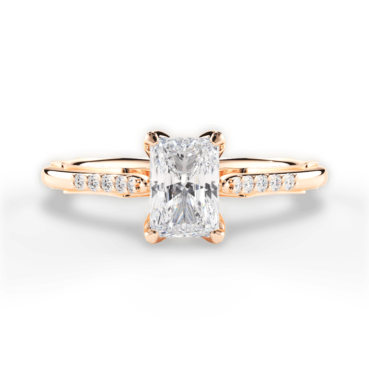 The Stephie Radiant Cut 18kt Rose Gold Modern French-Set Band Diamond Engagement Ring