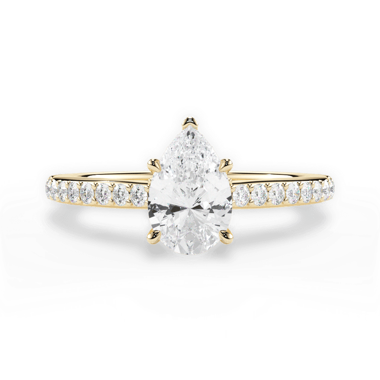 The Suri Pear Cut 18kt Yellow Gold Hidden Halo Diamond Engagement Ring