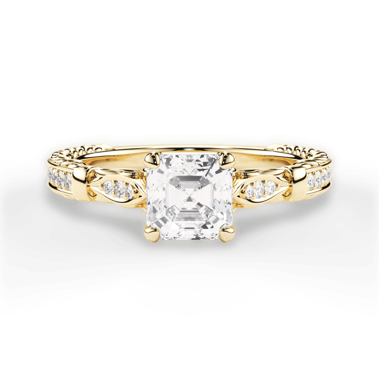 The Jolie Asscher Cut 18kt Yellow Gold Braided Scroll Engagement Ring