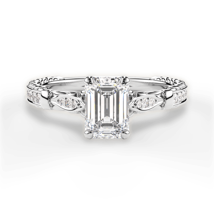 The Jolie Emerald Cut Platinum Braided Scroll Engagement Ring