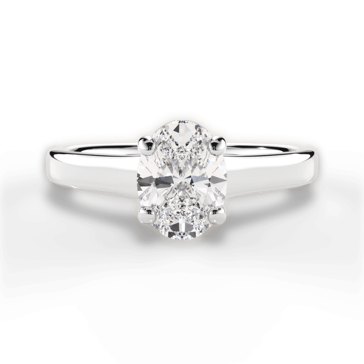 The Lily Oval Cut Platinum Solitaire Tulip Cathedral Engagement Ring