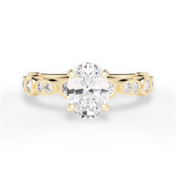 The Ciela Oval Cut 18kt Yellow Gold Split Double Band Solitaire Engagement Ring