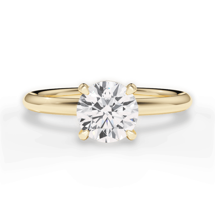 The Stella Round Cut 18kt Yellow Gold Classic Solitaire Engagement Ring with Hidden Halo