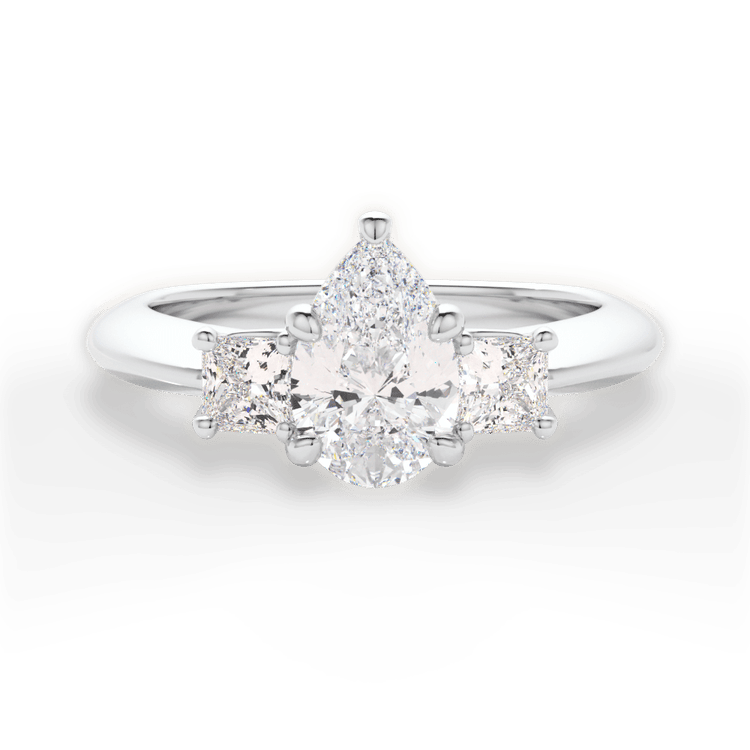 The Ellie Princess Cut Platinum Three-Stone Solitaire Engagement Ring