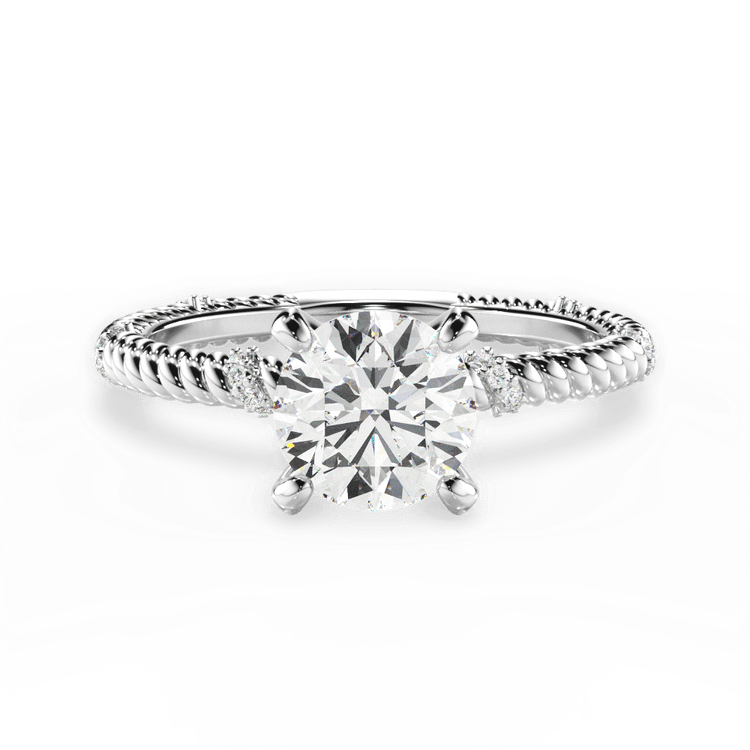 The Hailey Round Cut Platinum Twisted Rope Diamond Engagement Ring
