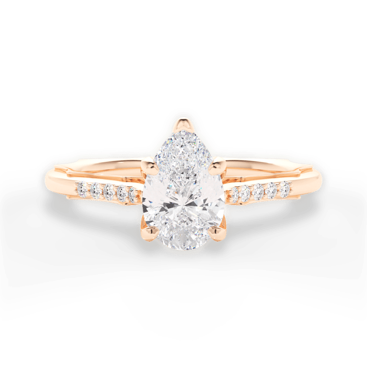 The Stephie Princess Cut 18kt Rose Gold Modern French-Set Band Diamond Engagement Ring