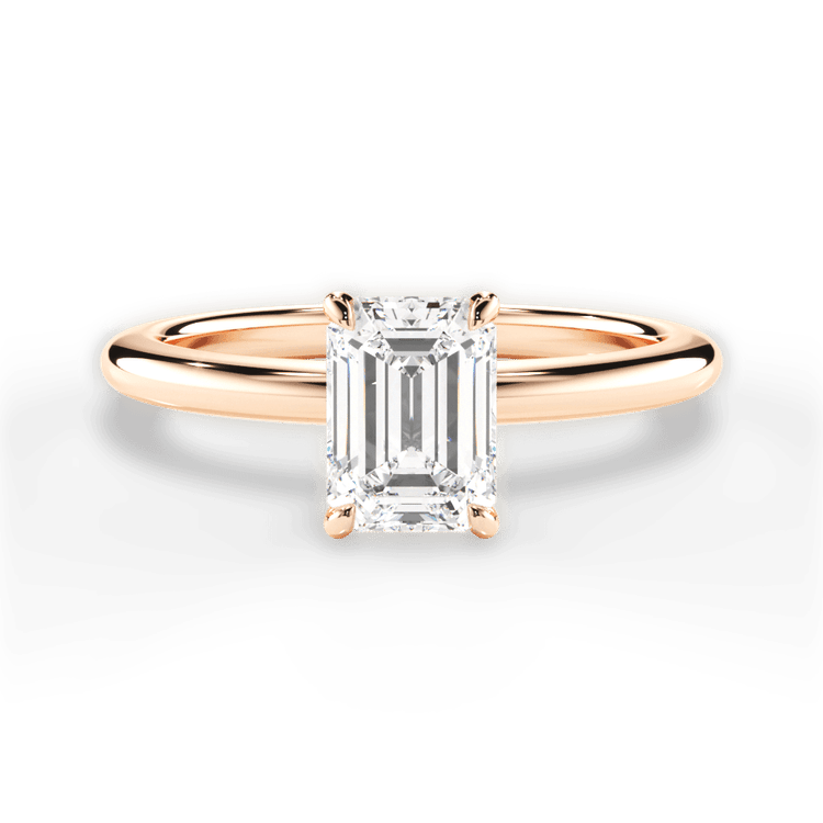 The Maude Emerald Cut 18kt Rose Gold Classic Solitaire Engagement Ring