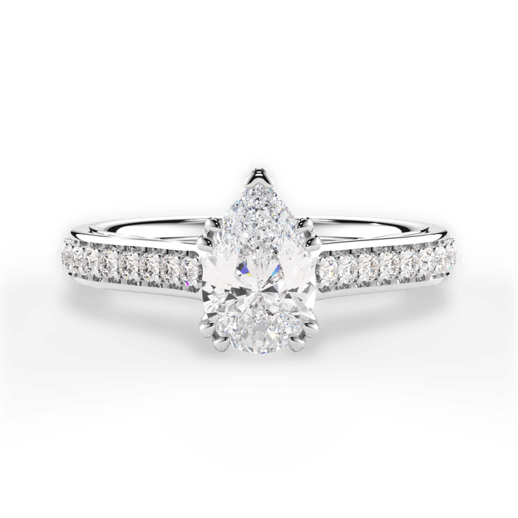 The Gloria Princess Cut Platinum Pavé Double-Prong Engagement Ring