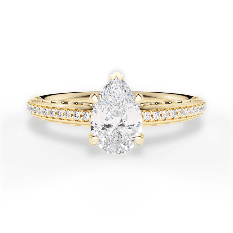 The Gio Princess Cut 18kt Yellow Gold Engraved Diamond Engagement Ring
