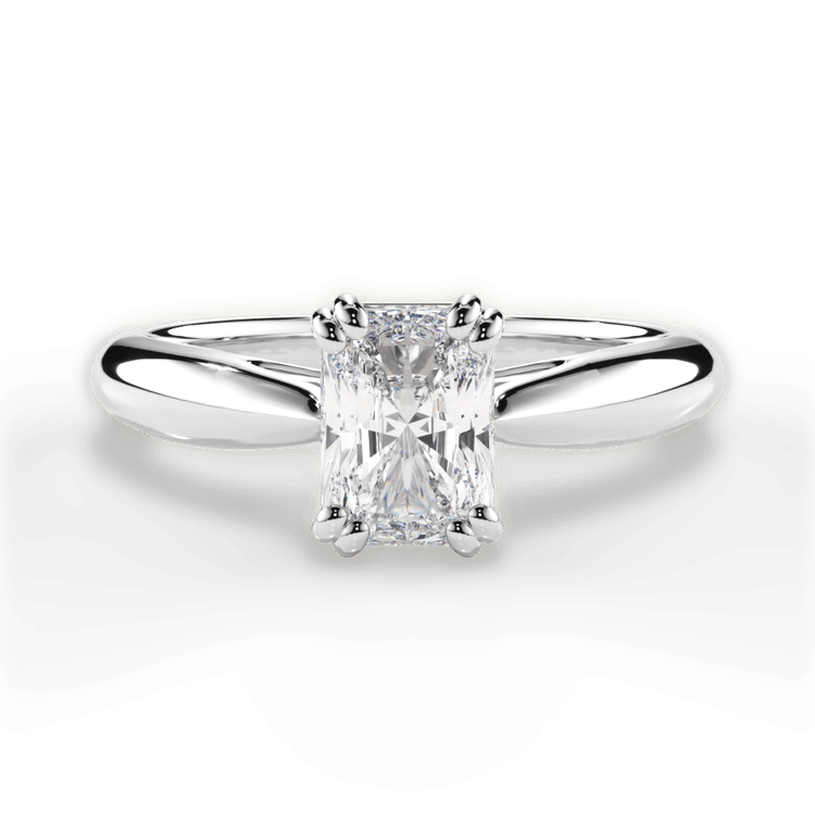 The Cordelia Radiant Cut 14kt White Gold Solitaire Tulip Cathedral Engagement Ring