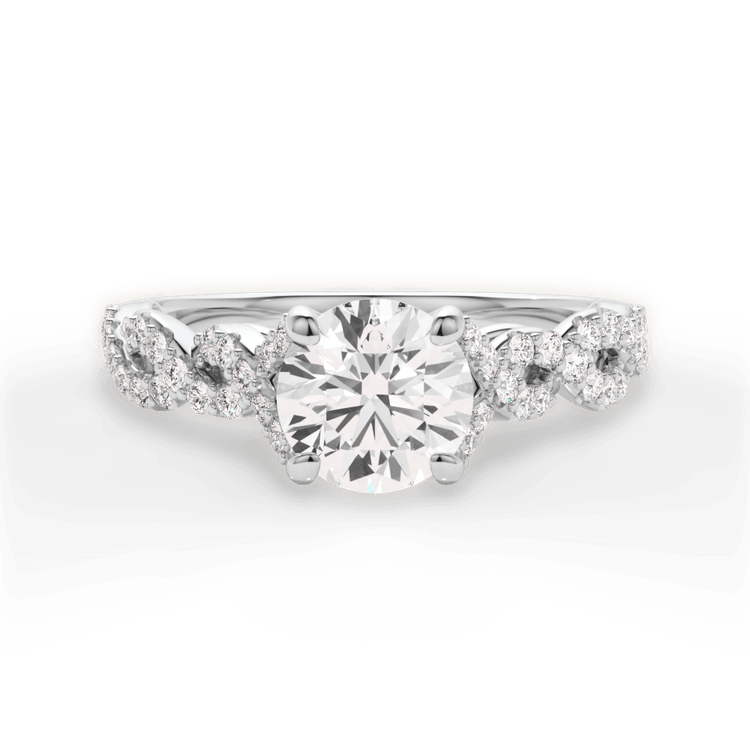 The Aurora Round Cut Platinum Diamond Twist Engagement Ring