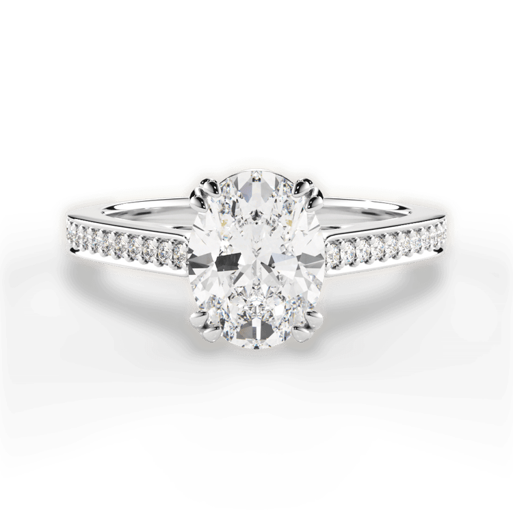 The Zahra Oval Cut Platinum Pavé Vaulted Diamond Engagement Ring