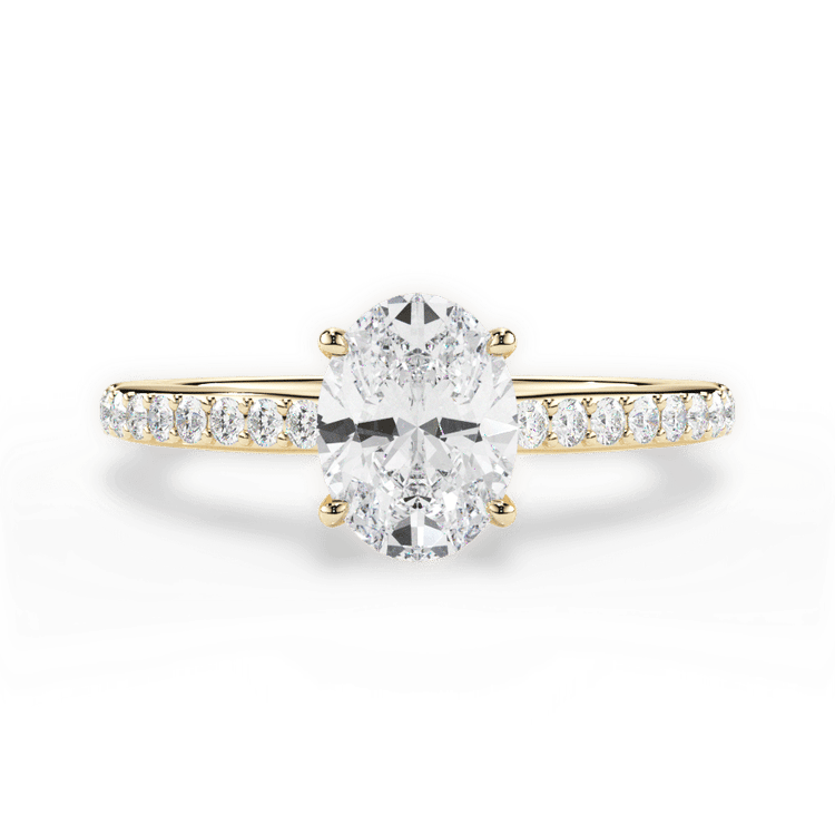The Suri Oval Cut 18kt Yellow Gold Hidden Halo Diamond Engagement Ring