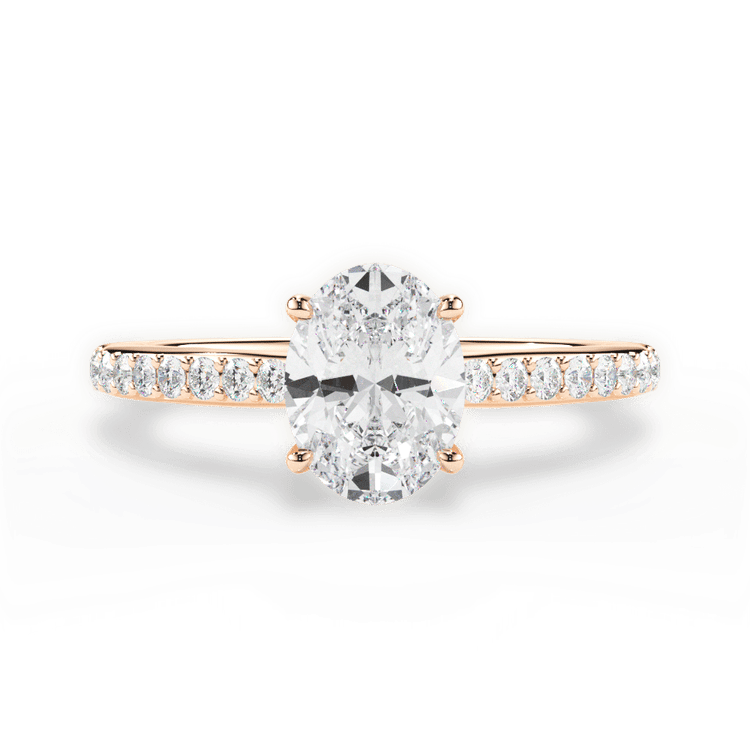 The Suri Oval Cut 18kt Rose Gold Hidden Halo Diamond Engagement Ring