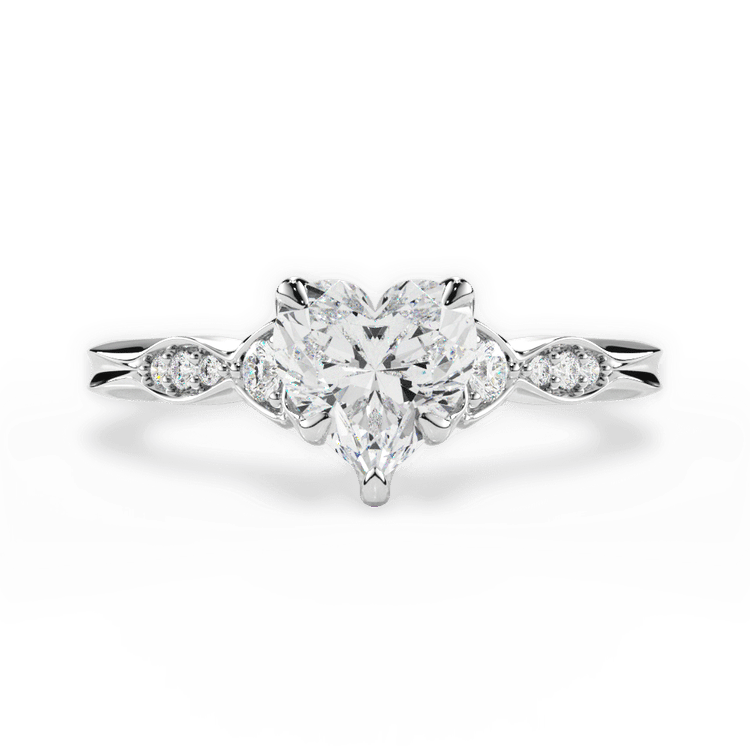 The Alida Heart Shaped Platinum Vintage Diamond Accent Engagement Ring