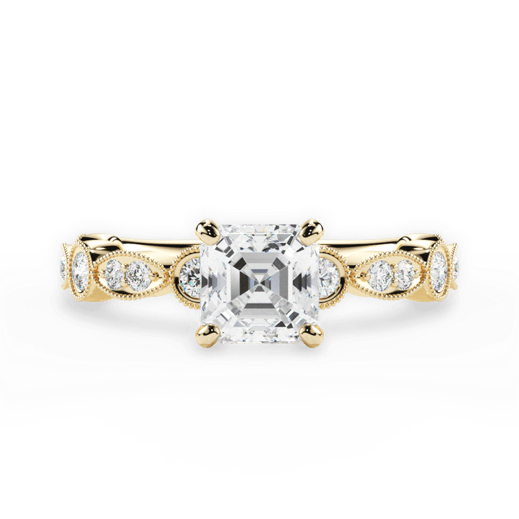 The Ciela Asscher Cut 18kt Yellow Gold Split Double Band Solitaire Engagement Ring