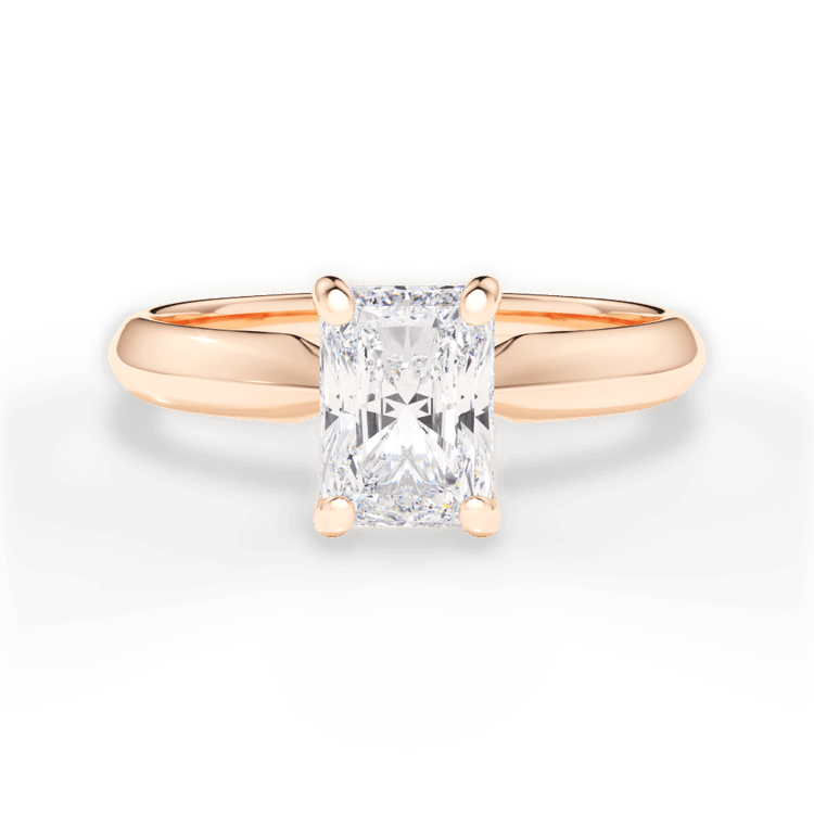 The Zoya Radiant Cut 18kt Rose Gold Solitaire Knife-Edge Engagement Ring