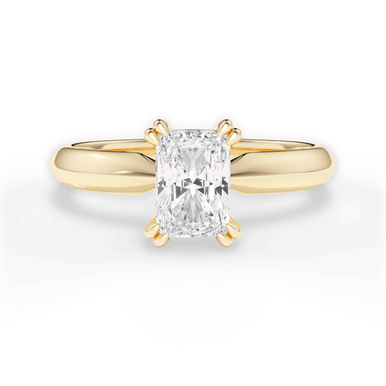 The Romie Radiant Cut 18kt Yellow Gold Solitaire Knife-Edge Tulip Engagement Ring