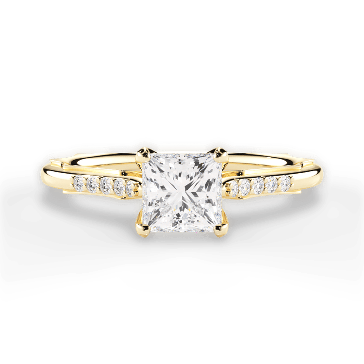 The Stephie Pear Shaped 18kt Yellow Gold Modern French-Set Band Diamond Engagement Ring