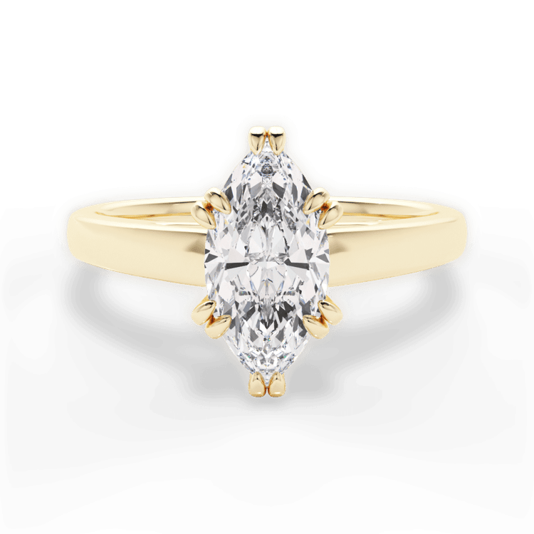 The Brooke Marquise Cut 18kt Yellow Gold Solitaire Cathedral Tulip Engagement Ring