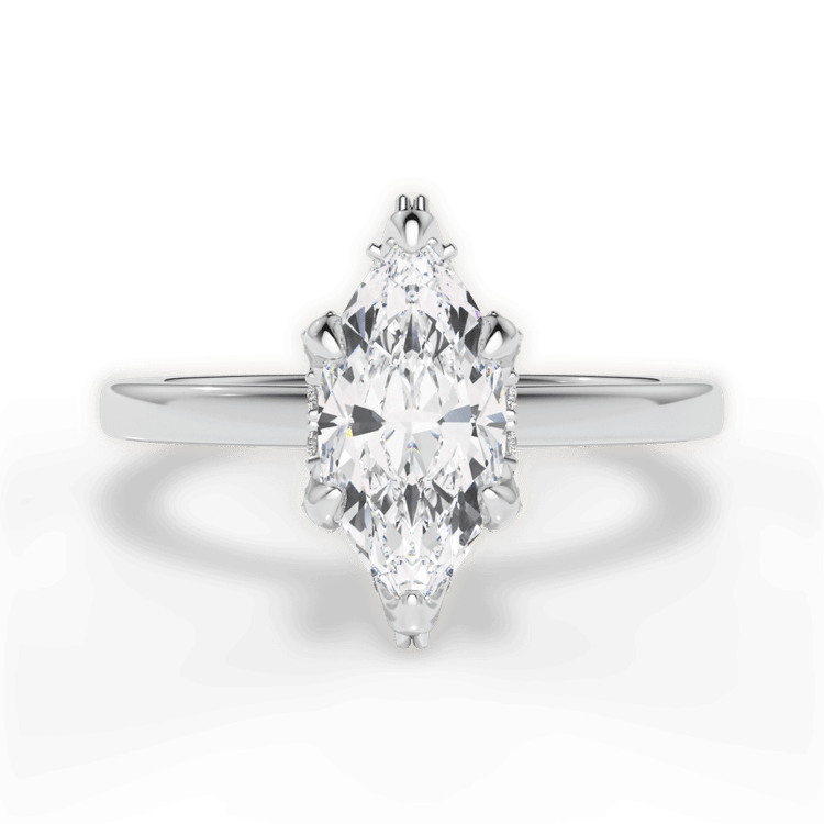 The Amara Marquise Cut Platinum Diamond Collar Solitaire Engagement Ring