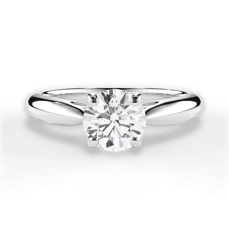 The Jasmine Round Cut Platinum Tapered Cathedral Solitaire Engagement Ring