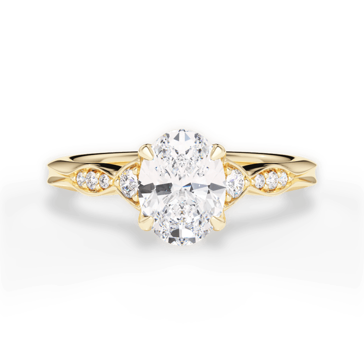 The Alida Oval Cut 18kt Yellow Gold Vintage Diamond Accent Engagement Ring
