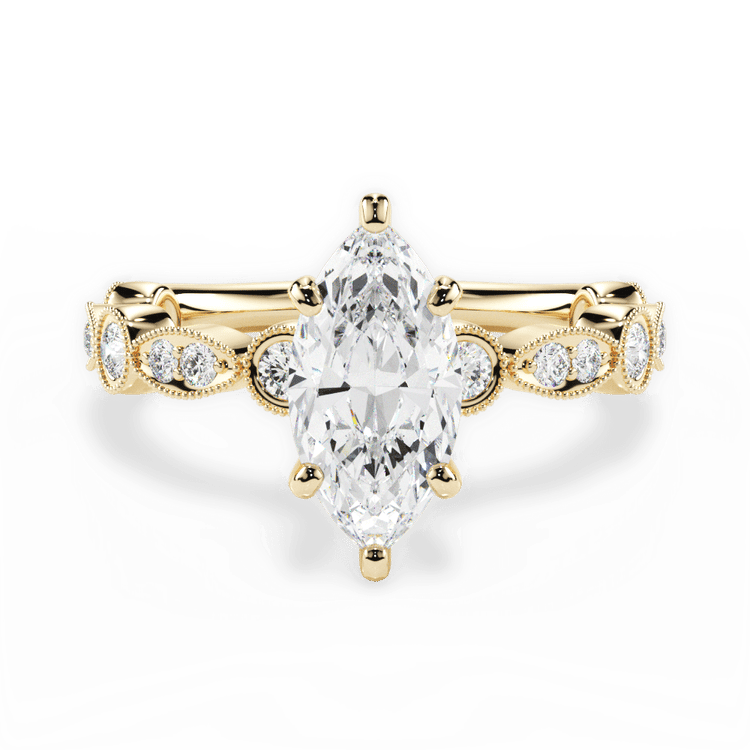 The Ciela Marquise Cut 18kt Yellow Gold Split Double Band Solitaire Engagement Ring
