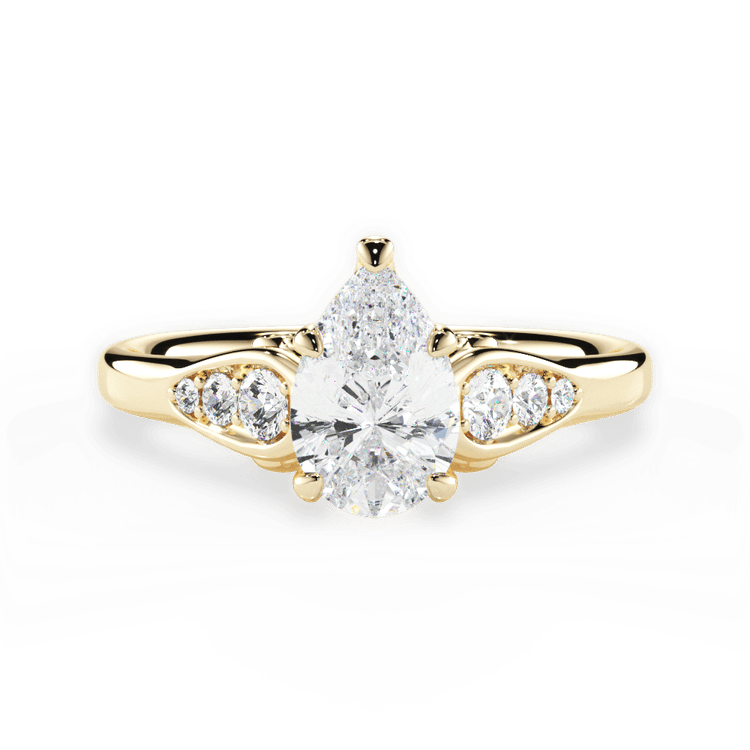 The Sloan Princess Cut 18kt Yellow Gold Graduating Diamond Sidestone Engagement Ring