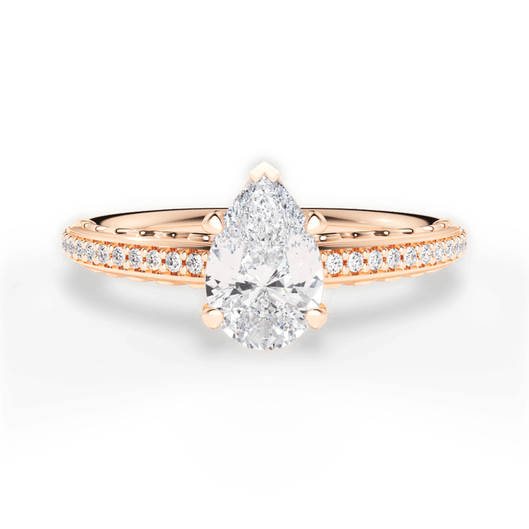 The Gio Princess Cut 18kt Rose Gold Engraved Diamond Engagement Ring