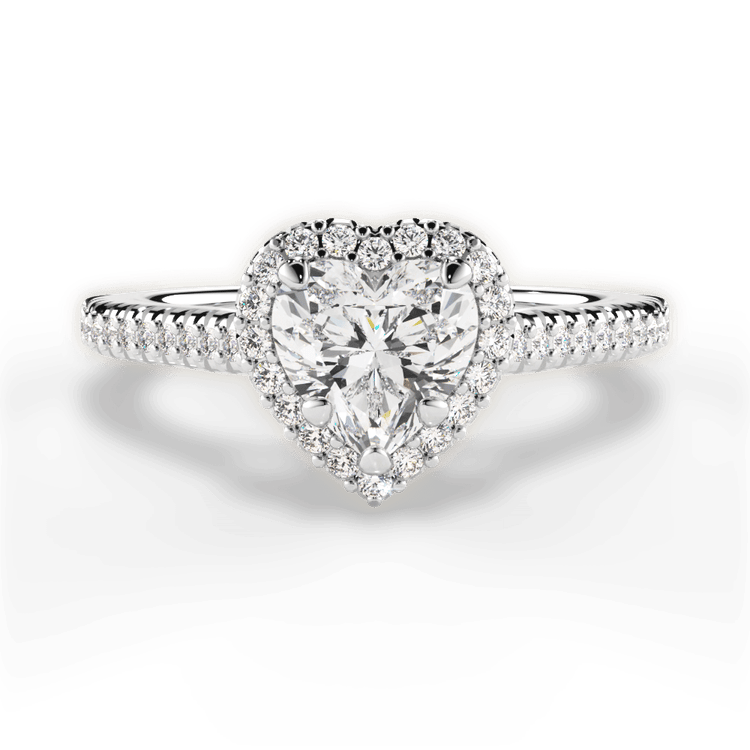 The Kris Heart Shaped Platinum Vaulted Halo Diamond Band Engagement Ring