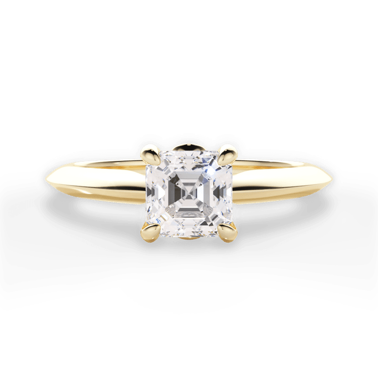 The Kora Asscher Cut 18kt Yellow Gold Solitaire Knife-Edge Engagement Ring