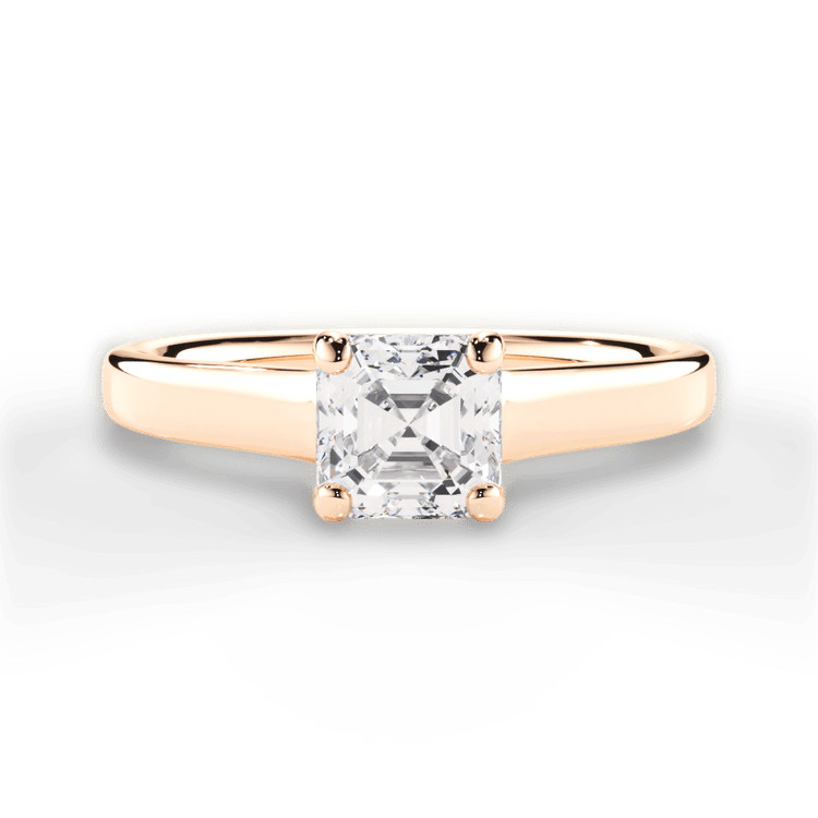 The Lily Asscher Cut 18kt Rose Gold Solitaire Tulip Cathedral Engagement Ring