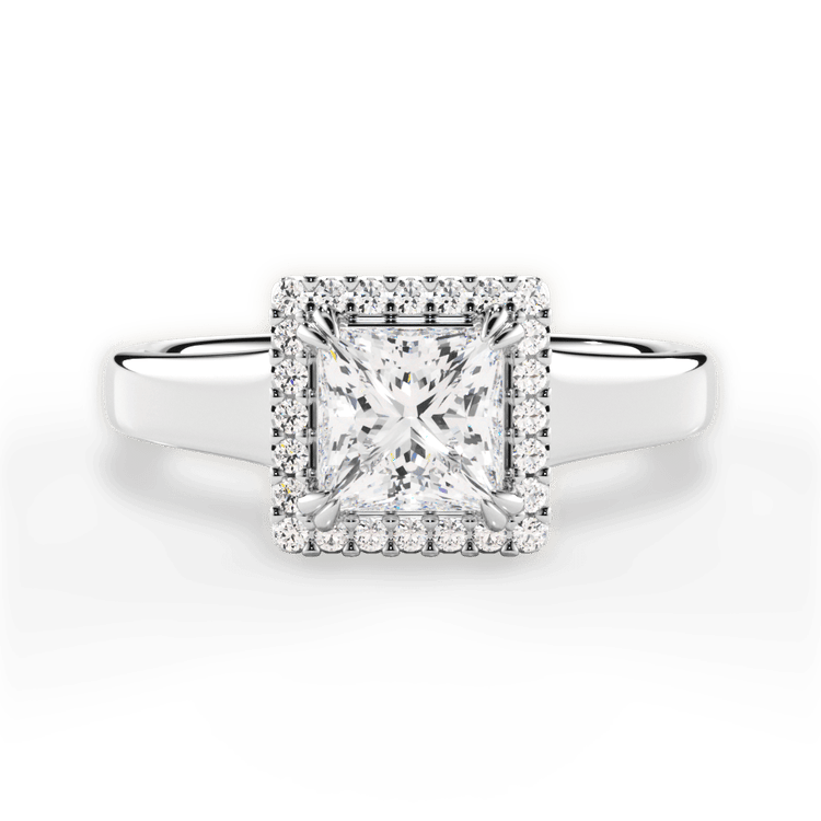 The Remi Pear Shaped 14kt White Gold Wide Band Cushion Halo Engagement Ring