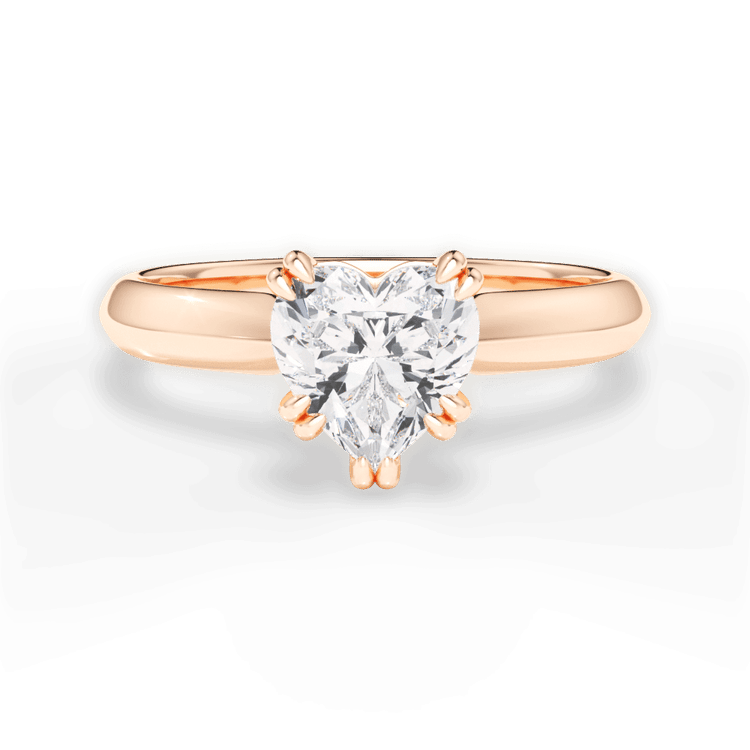 The Romie Heart Shaped 18kt Rose Gold Solitaire Knife-Edge Tulip Engagement Ring