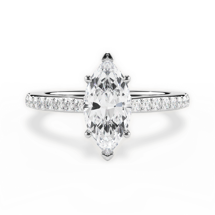 The Suri Marquise Cut Platinum Hidden Halo Diamond Engagement Ring